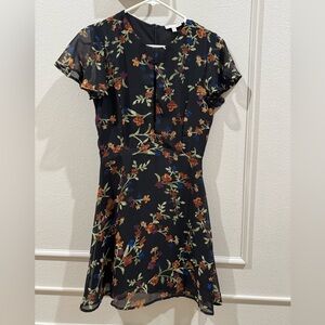 Gianni Bini XS Black Moody Floral Cut Out  Mini Dress With Flutter sleeves